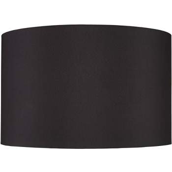 Springcrest Black Faux Silk Large Drum Lamp Shade 19" Top x 19" Bottom x 12" Slant x 12" High (Spider) Replacement with Harp and Finial