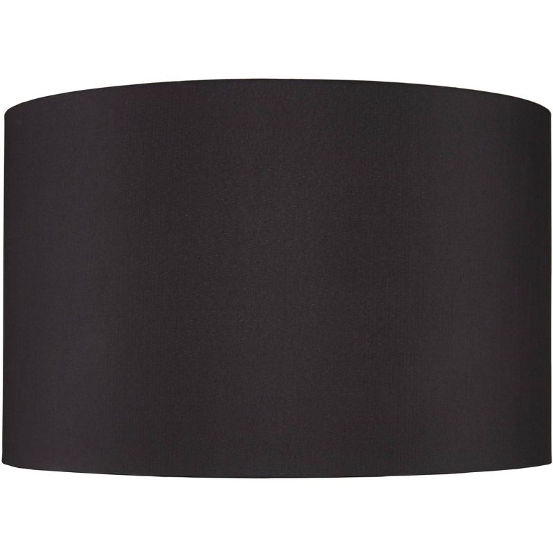 Springcrest Black Faux Silk Large Drum Lamp Shade 19" Top x 19" Bottom x 12" Slant x 12" High (Spider) Replacement with Harp and Finial, 1 of 8