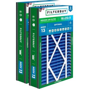 Filterbuy 16x25x5 Air Filter (2-Pack), Pleated MERV 13 Health Defense Replacement HVAC AC Furnace Filters for Trion  Bear 255649-105 & More - 1 of 4