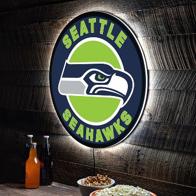 Evergreen Ultra-Thin Edgelight LED Wall Decor, Round, Seattle Seahawks- 23 x 23 Inches Made In USA