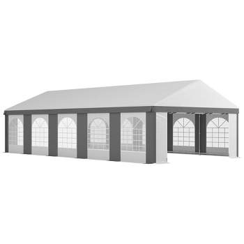 Outsunny 20' x 33' Heavy Duty Wedding Tent & Carport, Portable Garage with Removable Sidewalls, Large Outdoor Canopy with Windows for Events, Gray