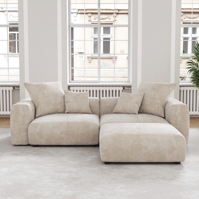 WJShome Modular Sectional Sofa Couch,Corduroy 102" LoveSofa,L Shape Sofa,Convertible Couches with 4 Pillows,Cushion Covers Removable