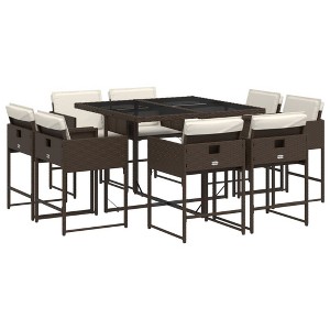 vidaXL Patio Dining Set Set of 8 Brown, Cream White - 1 of 4