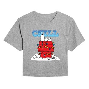 Women's - Peanuts - Snoopy Chill Cropped Graphic T-Shirt - 1 of 4