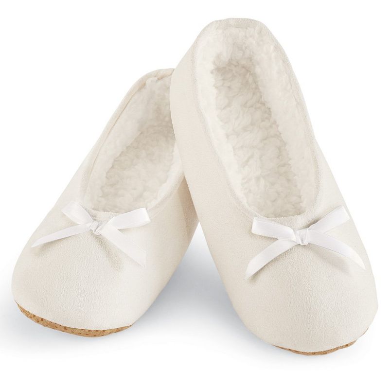 Collections Etc Faux Suede Cozy Ballerina Slippers, 1 of 4
