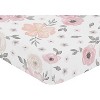 Sweet Jojo Designs Girl Cotton Fitted Crib Sheet Watercolor Floral Pink and Grey - 3 of 4