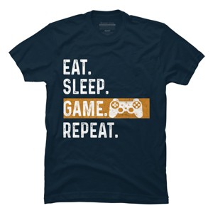 Men's Design By Humans Eat Sleep Game Repeat By MeowShop T-Shirt - 1 of 2