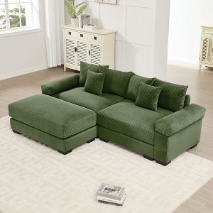 82.6" Oversized Cloud Modular Sectional Couch, Corduroy Fabric, Extra-Wide Armrests, Throw Pillows, Ergonomic Design - 1 of 4