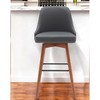 HomeRoots 30" Gray and Wood Brown Faux Leather with Solid Wood Swivel Bar Height Bar Chair - 2 of 4