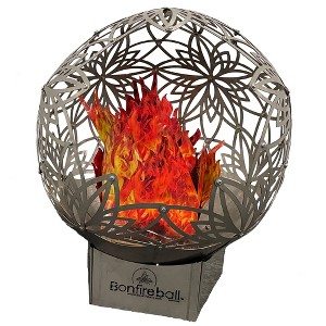 FlowerHouse Bonfireball 24" Fire Pit - Lotus Base & Cover, Stainless Steel - 1 of 4