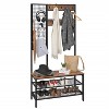 HDZNVF Industrial Coat Rack Shoe Bench with Grid Wall - 3 of 4