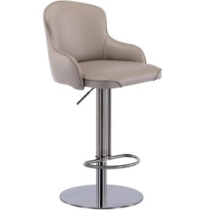 Gray Black Titanium Stainless Steel Bar Stools,Grade Modern Leather Bar Chair with Backrest - 1 of 4