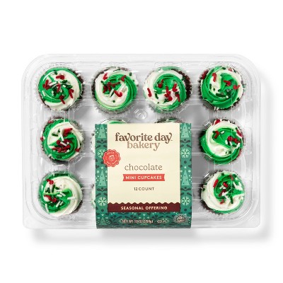 Holiday Chocolate Mini Cupcakes - 10oz/12ct - Favorite Day™