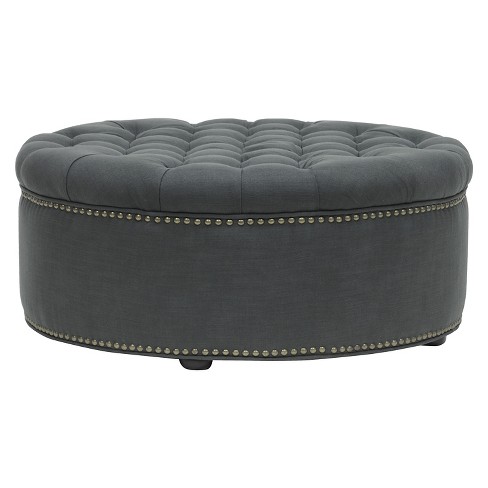 Iglehart Linen Modern Tufted Ottoman Gray Baxton Studio Target