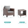 Sonkuki 3-Piece Patio Sofa Set Outdoor Wicker Rattan Furniture Set Conversation Set with Side Table, Cushions - 2 of 4