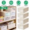 NewHome"4Pcs Foldable Linen Storage Bins with Clear Window & Handles for Closet, Bedroom, & Shelves"Beige - 2 of 4