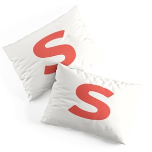 Deny Designs Standard April Lane Art Block Red Monogram S Microfiber Printed Pillow Sham - 1 of 3