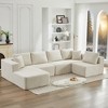 137.8" Corduroy Upholstery U-Shaped Cloud Modular Sectional Sofa with Left Chaise and Pillows, All-Foam Compression Design - 4 of 4