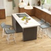 Tangkula 24" Upholstered Barstools w/ Low Back Footrest & Wood Legs for Kitchen Island - 3 of 4