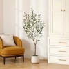 DR.Planzen 5-7FT Faux Olive Tree with Oval White Planter, Pre Potted Fake Greenry Olive Tree for Home Decor - 2 of 4