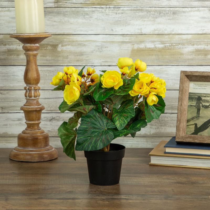 Northlight 11" Yellow Potted Silk Begonia Spring Artificial Floral Arrangement, 2 of 6