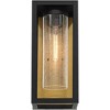 John Timberland Wyatt 17" High Modern Outdoor Wall Light Fixture Mount Porch House Weatherproof Matte Black Brushed Brass Finish Clear Glass Shade - 3 of 4