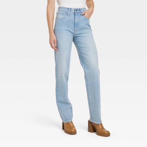 Women's High-rise Embellished 90's Straight Jeans - Universal Thread™ Light  Wash : Target