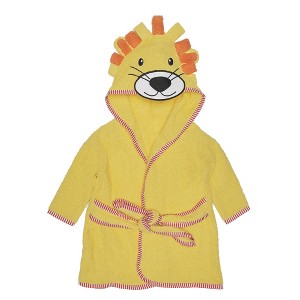 Everyday Kids Hooded Bath Robe for Boys & Girls – 3D Yellow Lion with Mane, Soft Terry Cloth, Absorbent, Gender-Neutral Baby Bath Essential - 1 of 4