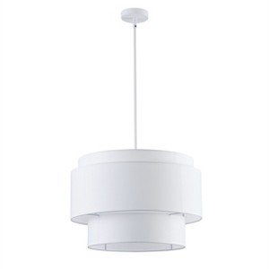 Dewdrop 4-Light Farmhouse Drum Chandelier, 21.65 Inch Large Pendant Light with Beige Fabric Shade, Modern Boho Hanging Fixture - 1 of 4