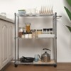3 Tier Metal Adjustable Kitchen Rolling Carts with Wire Shelving, Handle Bar, Wheel, Grade Steel Utility Cart, for Office, School, Church - 2 of 4