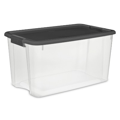 Sterilite 2.7 Qt Modular Latch Box, Plastic Storage Container With Clear Base & Titanium Lid, Stackable