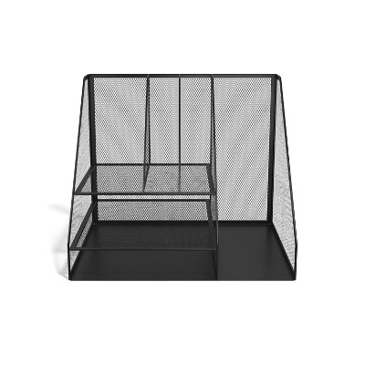 HITOUCH BUSINESS SERVICES 8 Compartment Wire Mesh Desk Organizer Matte Black TR57533-CC