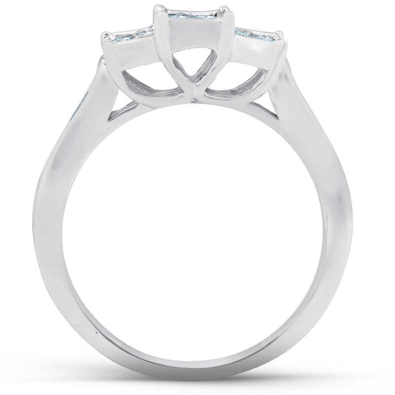 Pompeii3 1/2 Ct Princess Cut Diamond Three Stone Engagement Ring 10k White Gold, 4 of 6