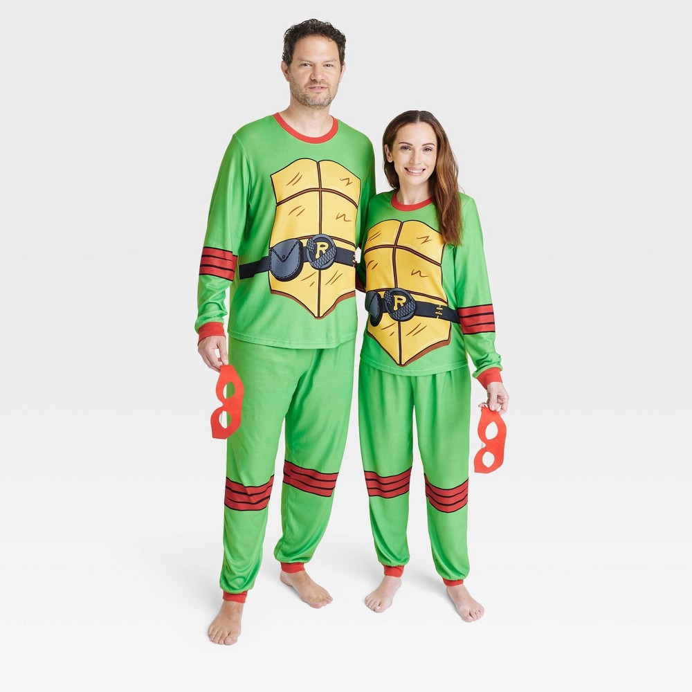 Medium Men's Teenage Mutant Ninja Turtles Raphael 2pc Pajama Set + Mask - Green 