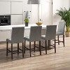 Tangkula Set of 4 Bar Stools 24" Counter Height Pub Kitchen Chairs w/ Rubber Wood Legs - 2 of 4