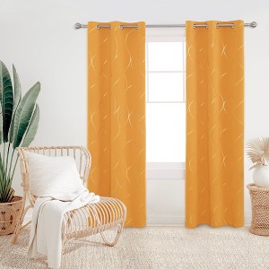 Deconovo Gold Line 52 Width Curtain Panel Pair (2 Panel) - 1 of 4