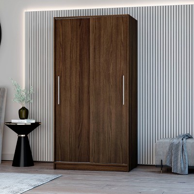Denmark Dark Brown 71" Modern Wardrobe with Sliding Doors