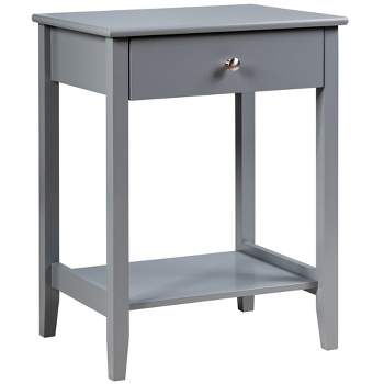 Costway Nightstand End Table Storage Display Bedroom Furniture Drawer Shelf Beside White\Brown\Grey