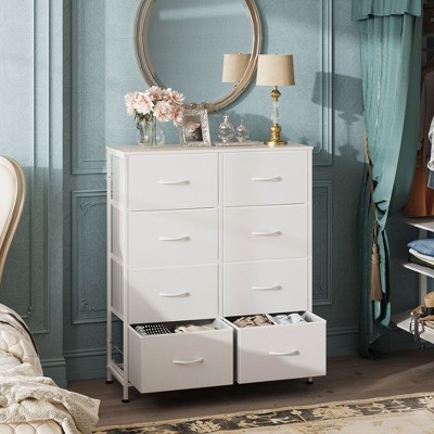 Tall 8-Drawer Fabric Dresser, Storage Tower with Fabric Bins, Double Chest of Drawers Organizer,