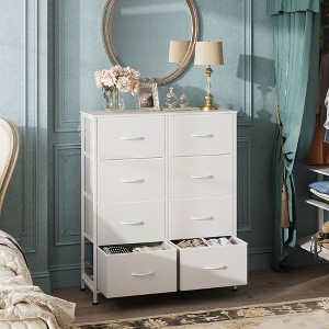 Tall 8-Drawer Fabric Dresser, Storage Tower with Fabric Bins, Double Chest of Drawers Organizer, - 1 of 4