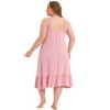 Agnes Orinda Women's Plus Size Nightgown Ruffle Hem Comfy Adjustable Strap Sleepdress - 4 of 4