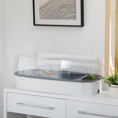 Clear and White Turtle Tank Kit with Filtration and Basking Platform