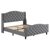 Homhougo Queen Size Velvet Platform Bed Frame w/Headboard and Footboard Upholstered Bed Frames Gray - 4 of 4