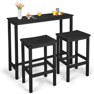 VINGLI 3-Piece Fir Wood Outdoor Bar Table and Chairs Set, Outdoor Bar Height Table with 2 Bar Stools Patio Bistro Set for Garden Balcony Backyard - 1 of 4