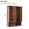 Farmhouse 4-in-1 Entryway Hall Tree with Rattan Doors, 6 Hooks & Adjustable Shelf, Shoe Cabinet Bench, 55.1"W x 78.7"H-3irtyhousy - 4 of 4