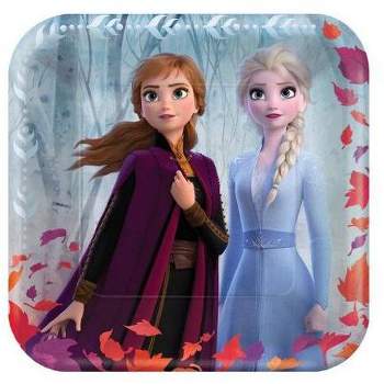 Glad for Kids Disney Frozen 8.5” Paper Anna and Elsa Snack Plates for Everyday Use, 40 ct