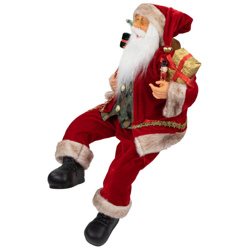 Northlight 24" Sitting Santa Claus with Gift Bag and Presents Christmas Figure, 4 of 6