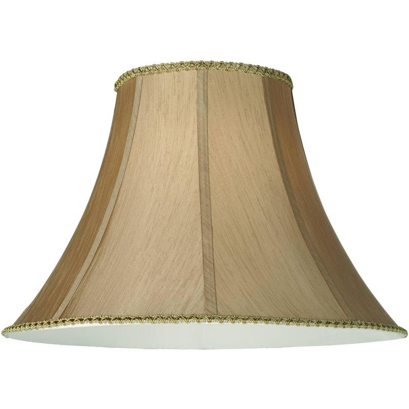 Springcrest Earthen Gold Large Round Bell Lamp Shade 8" Top x 18" Bottom x 12" Height x 13" Slant (Spider) Replacement with Harp and Finial, 4 of 9