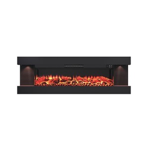 CLIHOME Wall-Mounted 3-Sided Electric Fireplace with LED Lighted Mantel and Remote, Modern Indoor Heating Accent - 1 of 4