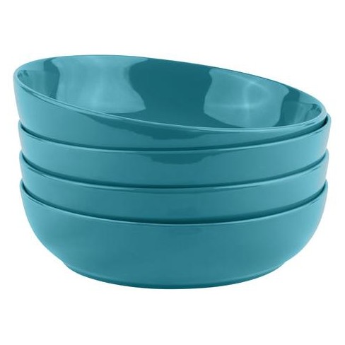 Green Ceramic Pasta Bowls Set, 32 Ounce Soup Bowls, Set of 6